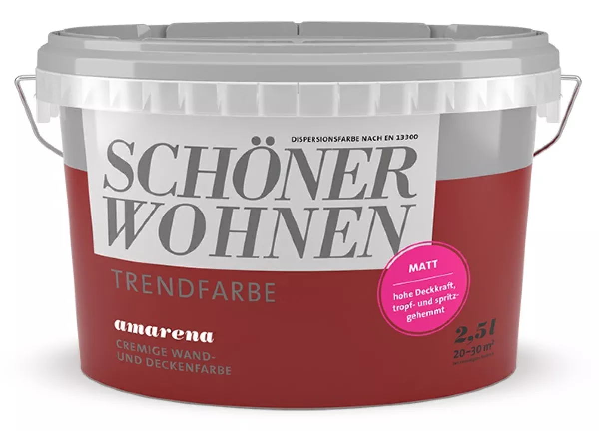 Schöner Wohnen Trendfarbe Wandfarbe Deckenfarbe amarena matt 2,5 L