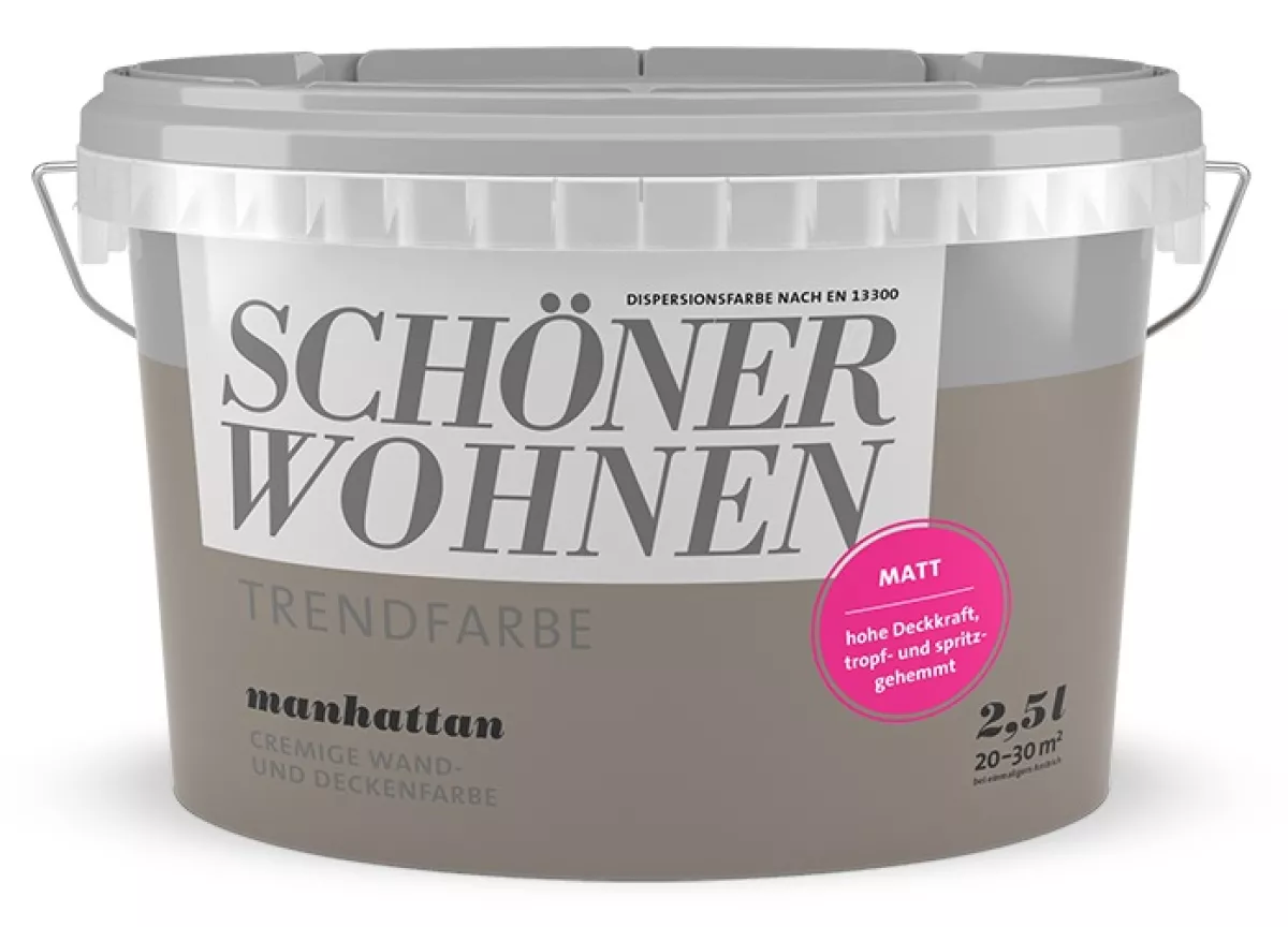 Schöner Wohnen Trendfarbe Wandfarbe Deckenfarbe manhattan matt 2,5 L