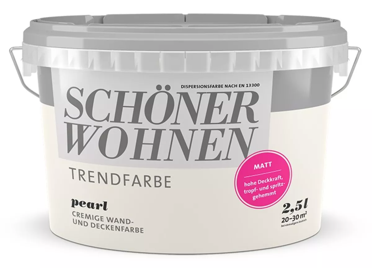 Schöner Wohnen Trendfarbe Wandfarbe Deckenfarbe pearl matt 2,5 L