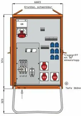 Walther WV0363R1 Verteilerschrank 55kVA alls