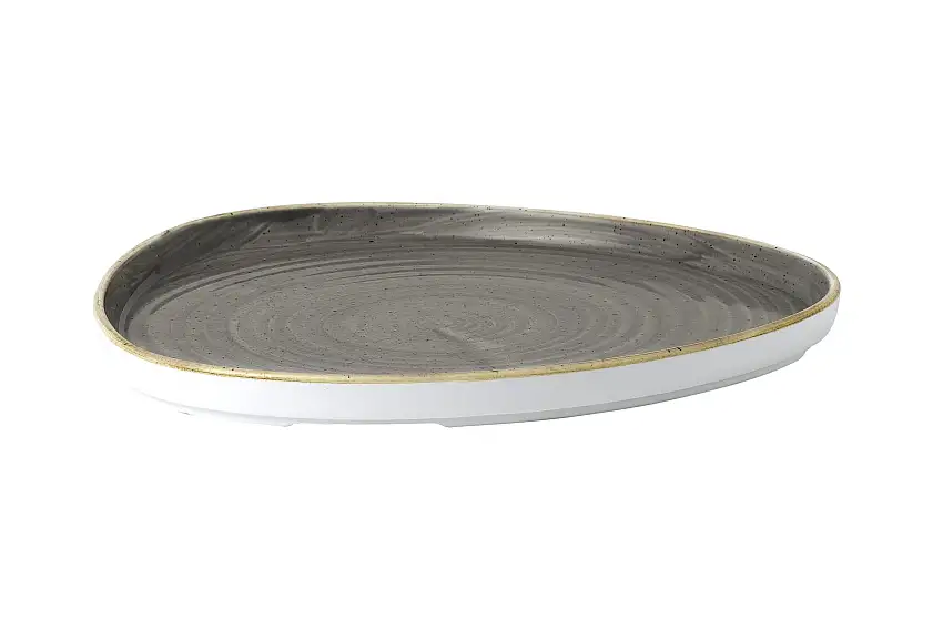 Churchill, Stonecast : Peppercorn Grey - Teller flach dreieckig m. erhöhten Rand, 26 x 2 cm