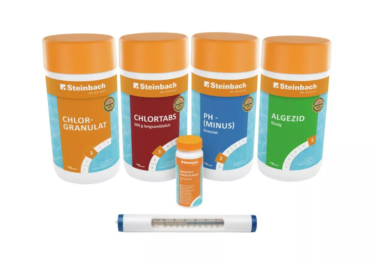 Steinbach Chlor Starterset mit Algizid, Chlorgranulat, Chlortabs, pH-Granulat