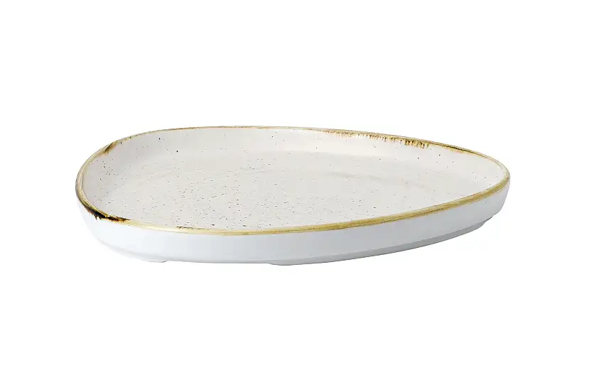 Churchill, Stonecast : Barley White - Teller flach dreieckig m. erhöhten Rand, 20 x 2 cm