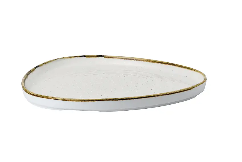 Churchill, Stonecast : Barley White - Teller flach dreieckig m. erhöhten Rand, 26 x 2 cm