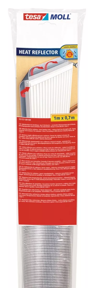 tesa Moll Reflektorfolie für Heizkörper silber ohne Befestigungsmittel montierbar 1,0m x 0,7m