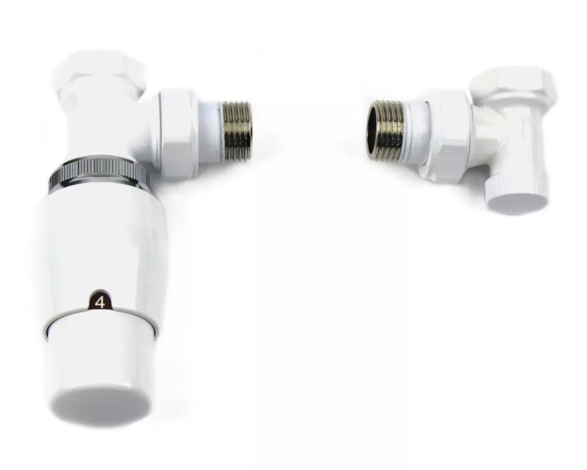 Ximax Design-Heizkörper Zubehör Anschlussarmaturen Thermostatset Elegant für 15mm Kupferrohr Durchgang weiss