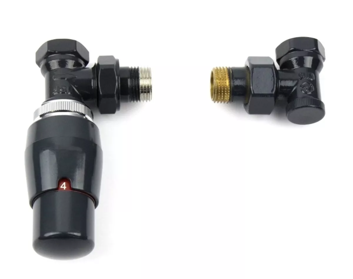 Ximax Design-Heizkörper Zubehör Anschlussarmaturen Thermostatset Elegant für 16mm Kunststoffrohr Durchgang anthrazit