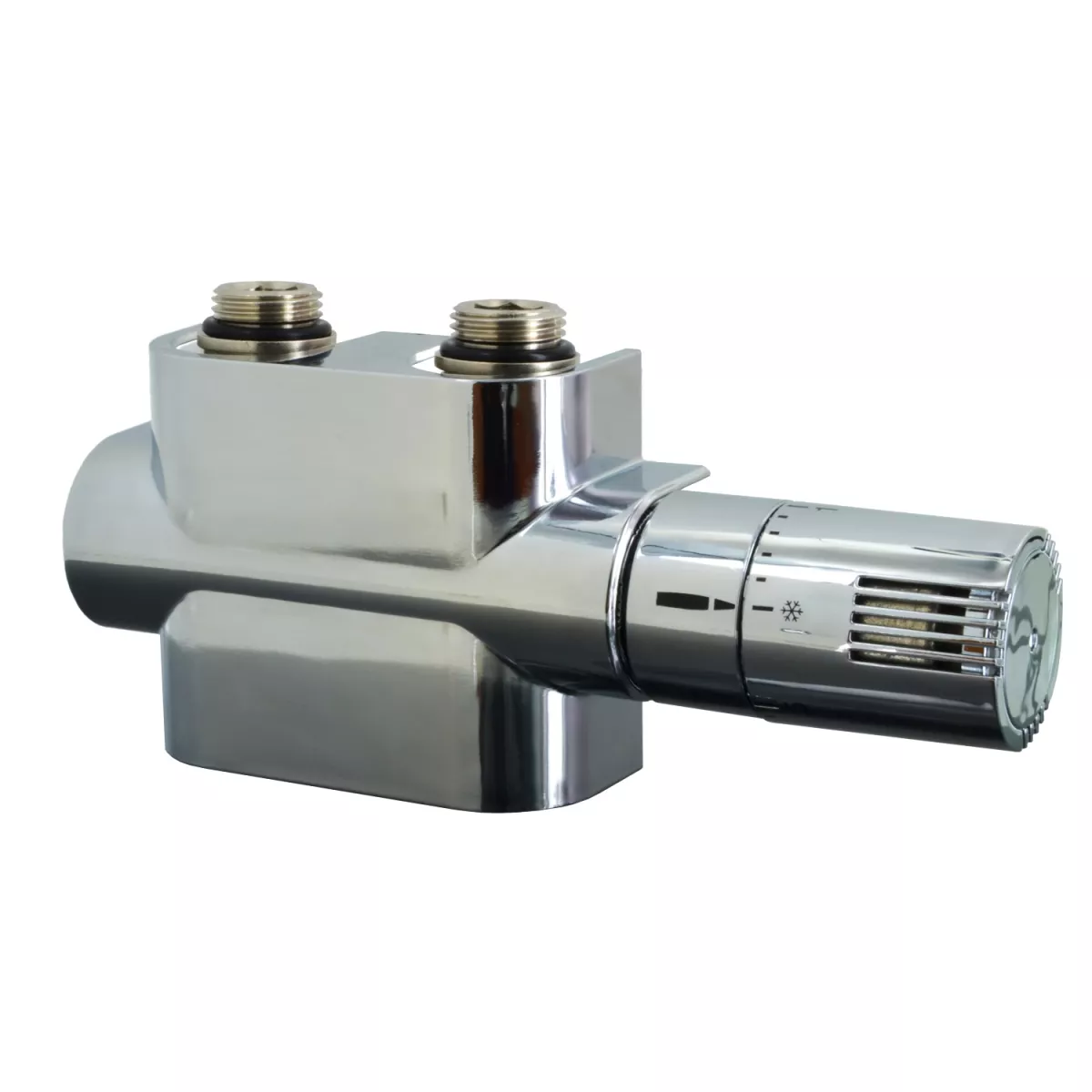 Ximax Design-Heizkörper Zubehör Anschlussarmaturen Mittenanschluss-Garnitur Multiblock-Set Universal inklusive Thermostatkopf / Blende chrom