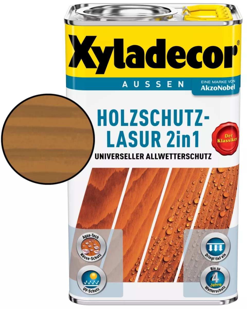Xyladecor Holzschutzlasur 2in1 Wetterschutz-Farbe Eiche 2,5 L
